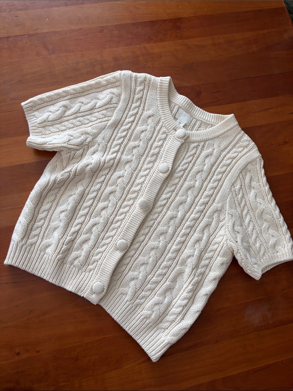 H&M Cream Cable Knit Short-Sleeve Cardigan
